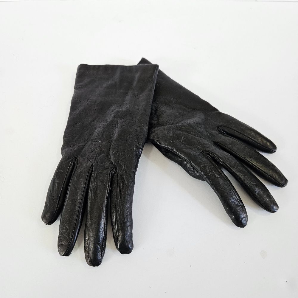 Portolano Cashmere Lined 9" Classic Soft Leather Essential Gloves in Black 6.5